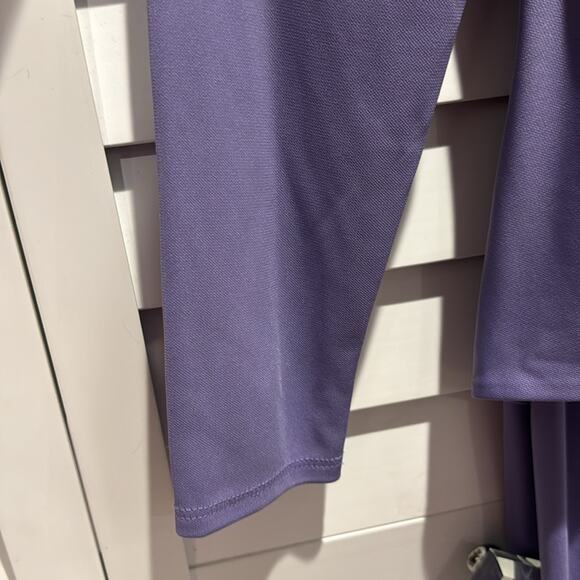 LAUREN Ralph Lauren NWT MIDI Faux Wrap Purple Dress with Silver Ring. - Picture 4 of 9